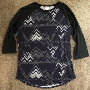 LuLaRoe Black and Silver Chevron Long Sleeve Top